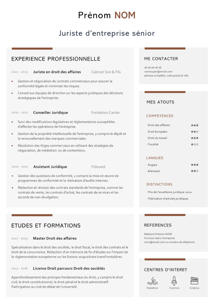 CV Juriste Avocat