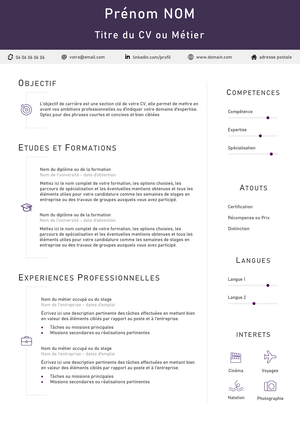 CV Jeune Diplômé et Débutant