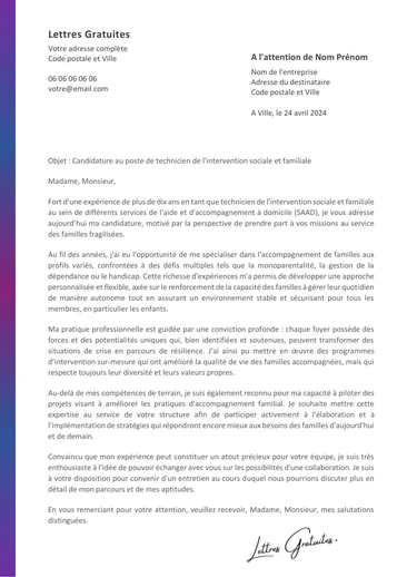 Une lettre de motivation d'un TISF