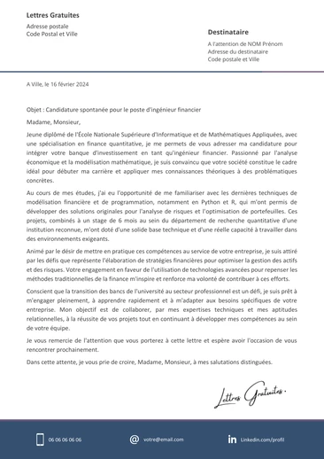 Une lettre de motivation d'un analyste financier