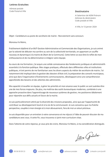 Une lettre de motivation d'une secrétaire de mairie