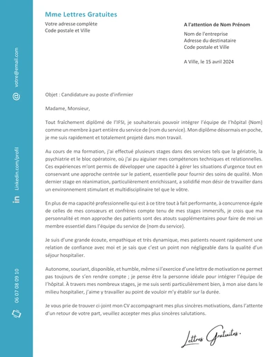 Une lettre de motivation d'une infirmière