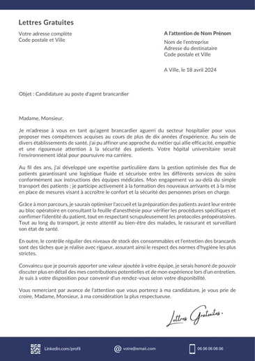 Une lettre de motivation d'un brancardier hospitalier