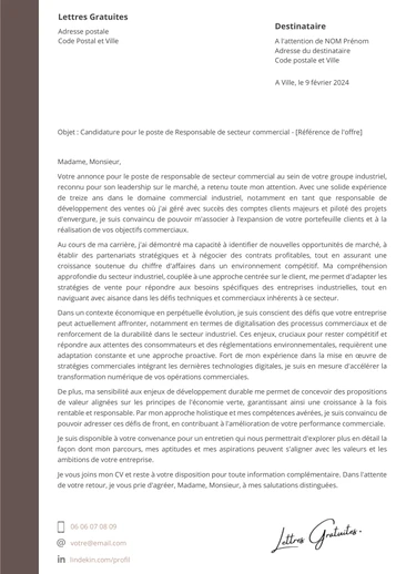 Une lettre de motivation d'un chef de secteur
