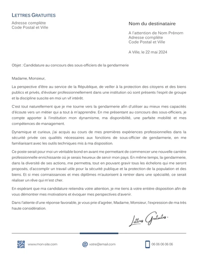 Une lettre de motivation d'un sous-officier de la gendarmerie