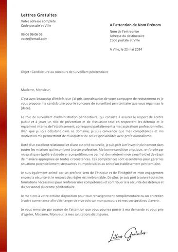 Une lettre de motivation d'un surveillant pénitentiaire