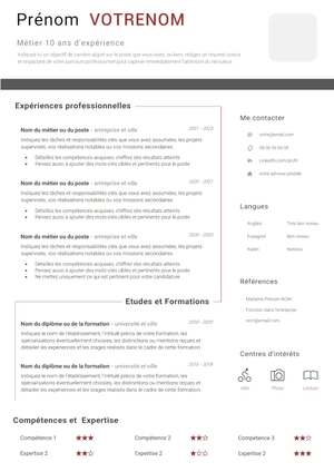 CV Bloc et Colonne