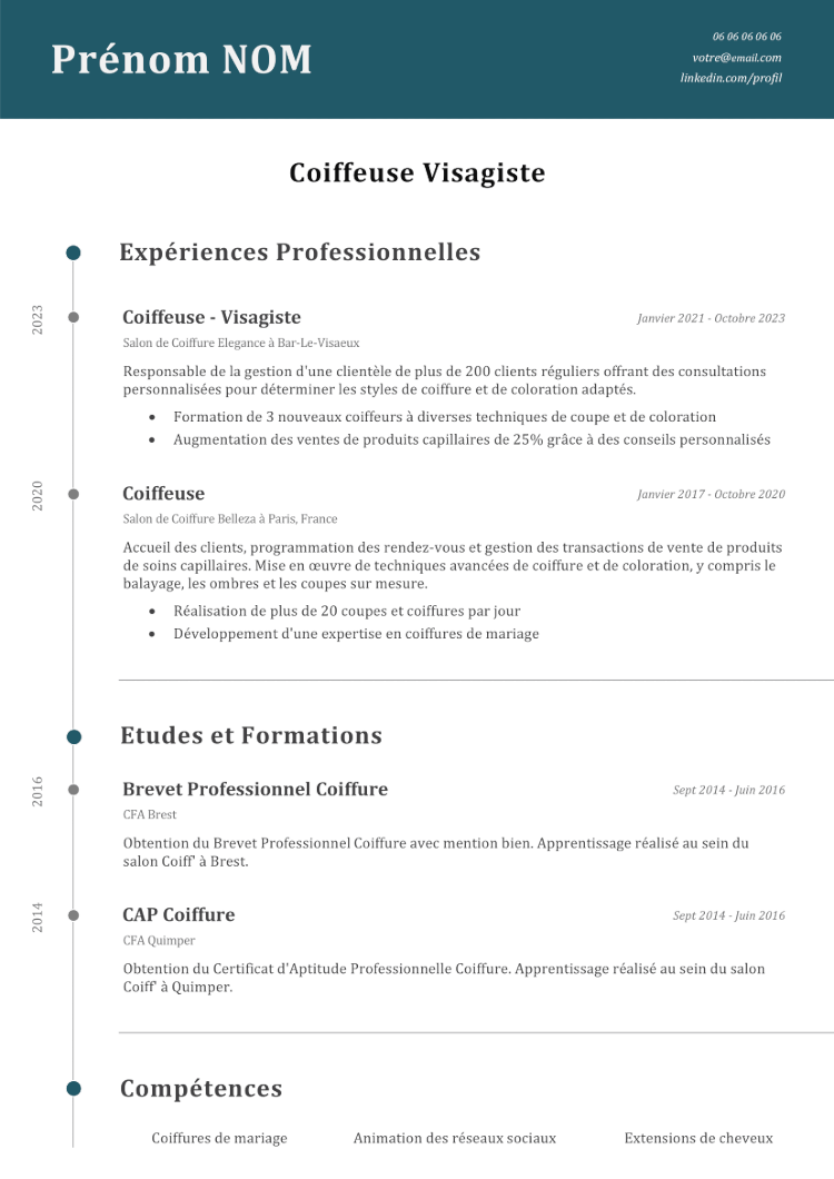CV Coiffeur ou Coiffeuse