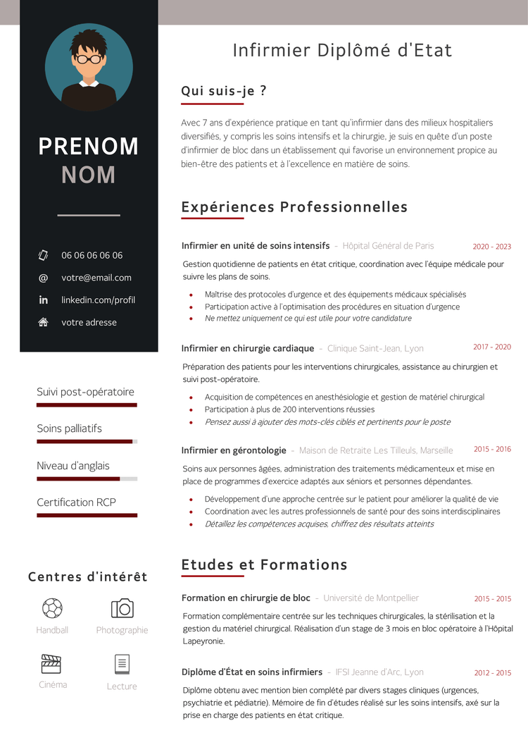 CV Infirmier - Infirmière
