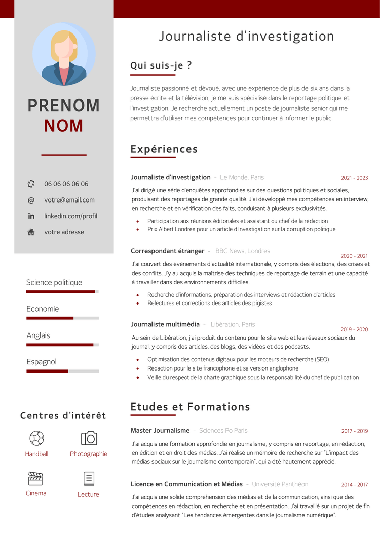 CV Journaliste