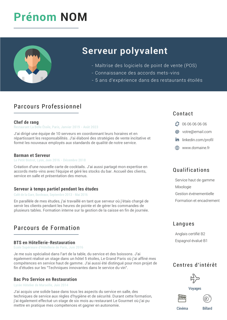 CV Serveur Serveuse