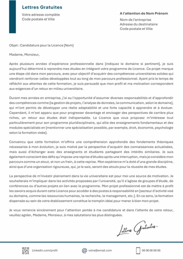 Une lettre de motivation pour une reprise d'études