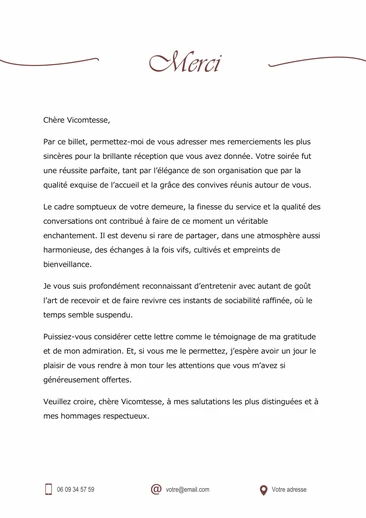 Une lettre de château après une soirée mondaine