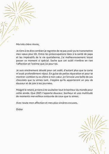 Exemples de vœux tardifs pour les fêtes de fin d'année