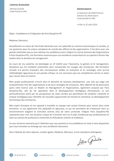 Une lettre de motivation pour Dauphine, Sorbonne ou Paris Saclay