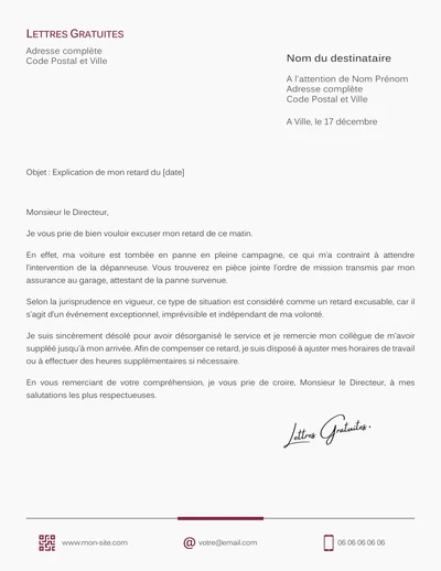 Une lettre pour répondre à une demande d'explication de l'employeu