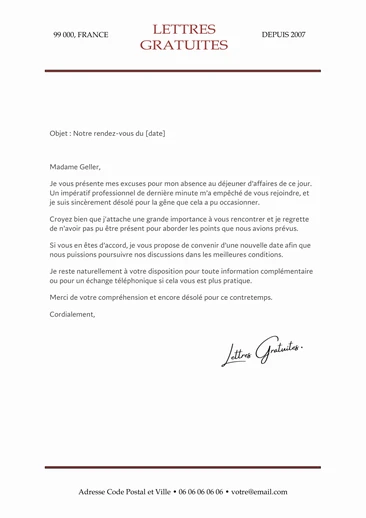 Un exemple de mail pour s'excuser de son absence à une réunion pro