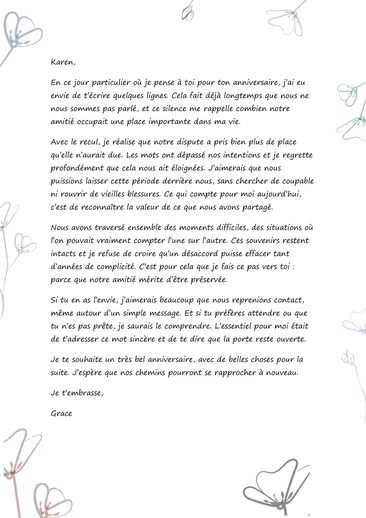 Une lettre pour reprendre contact avec un ami perdu de vue