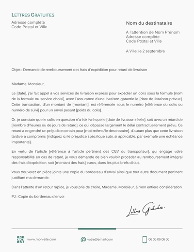 Une lettre de réclamation chiffrée à Chronopost