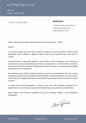 Une lettre de relance au notaire de la succession