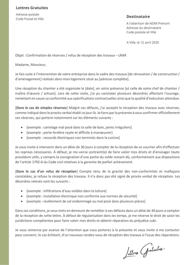 Une lettre de mise en demeure pour des travaux mal faits