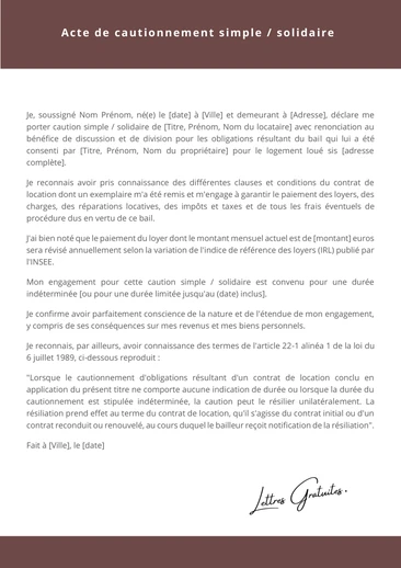 Une lettre pour se porter garant d'une location