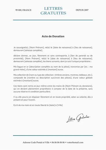 Exemple d'une donation d'un bien à un proche