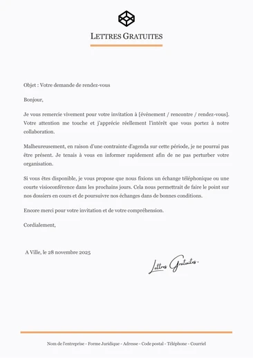 Un exemple de mail pour d&eacute;cliner une invitation professionnelle