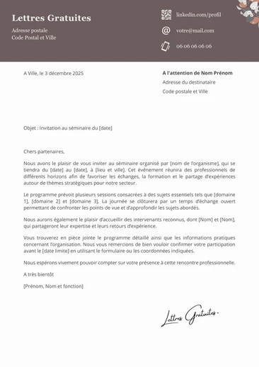 Un texte d'invitation pour un séminaire ou un congrès