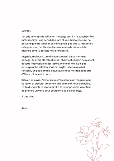 Un exemple de r&eacute;ponse positive &agrave; une d&eacute;claration d'amour