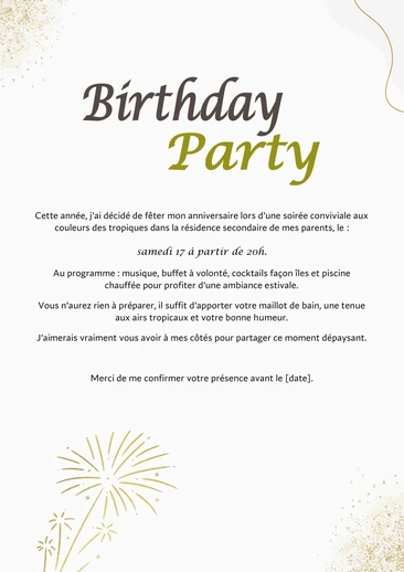 Un texte d'invitation pour une soirée anniversaire