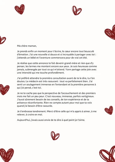 Une lettre pour annoncer sa grossesse à ses parents
