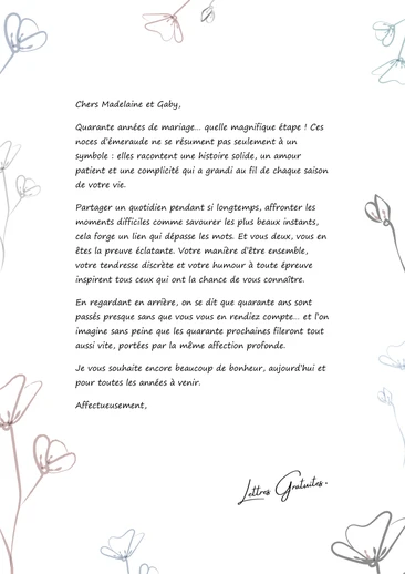 Un message de félicitations pour un anniversaire de mariage