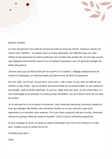 Un exemple de texte pour faire une rencontre amoureuse