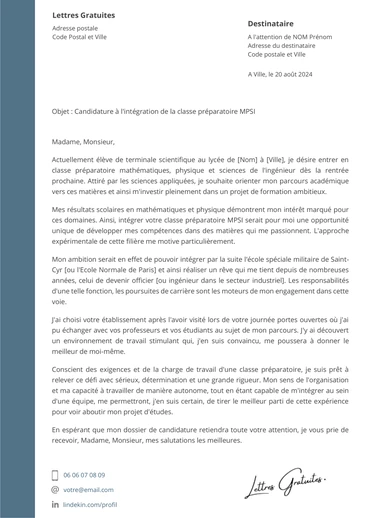 Une lettre de motivation pour une CPGE MPSI