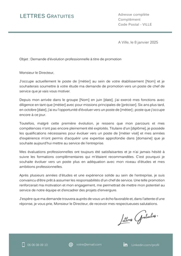 Une lettre de motivation pour une demande de promotion