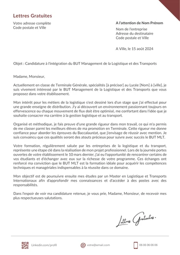 Une lettre de motivation pour le BUT MLT