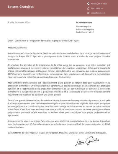 Une lettre de motivation pour une CPGE BCPST