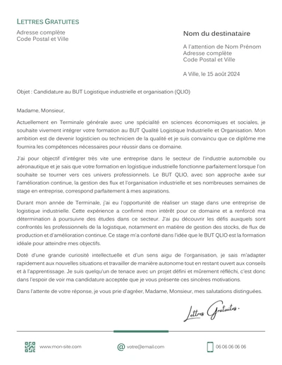 Une lettre de motivation pour le BUT QLIO