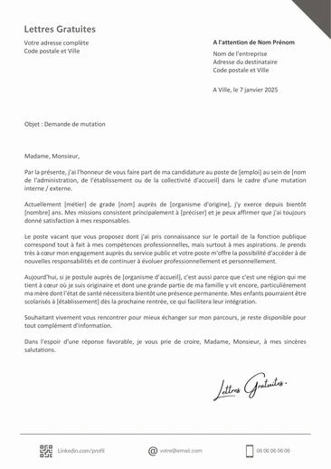 Une lettre de motivation pour une mutation dans la fonction publique
