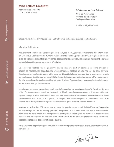 Une lettre de motivation pour le Bac Pro Esthétique