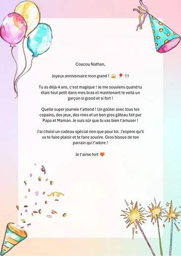Souhaiter un joyeux anniversaire à un enfant