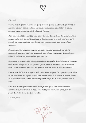 Une lettre en hommage à sa meilleure amie décédée
