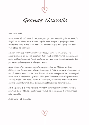 Un exemple de message pour annoncer son mariage