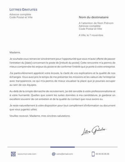 Un exemple de mail de remerciement après l'entretien d'embauche