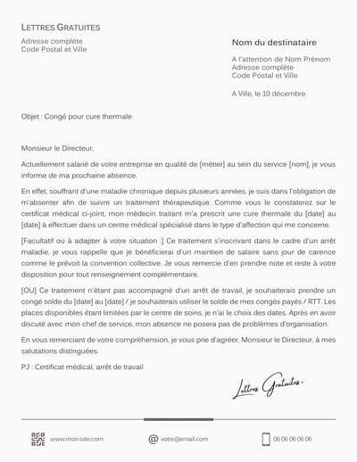Prévenir de son absence pour une cure 