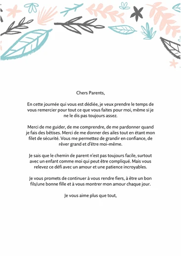 Exemples de vœux pour la fête des parents