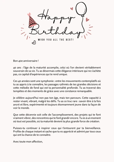 Exemples de texte pour souhaiter un joyeux anniversaire