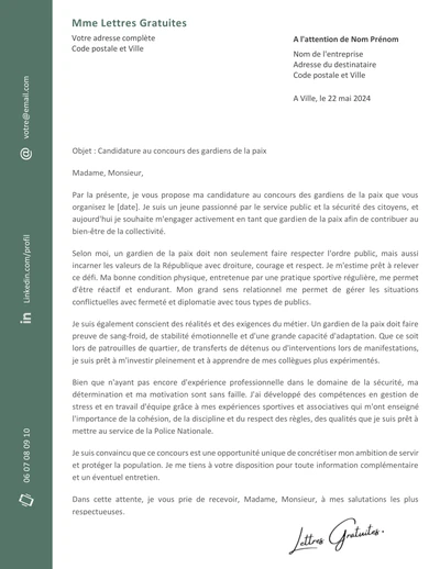 Une lettre de motivation d'un gardien de la paix