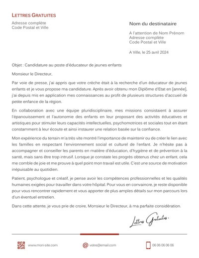 Une lettre de motivation d'un EJE